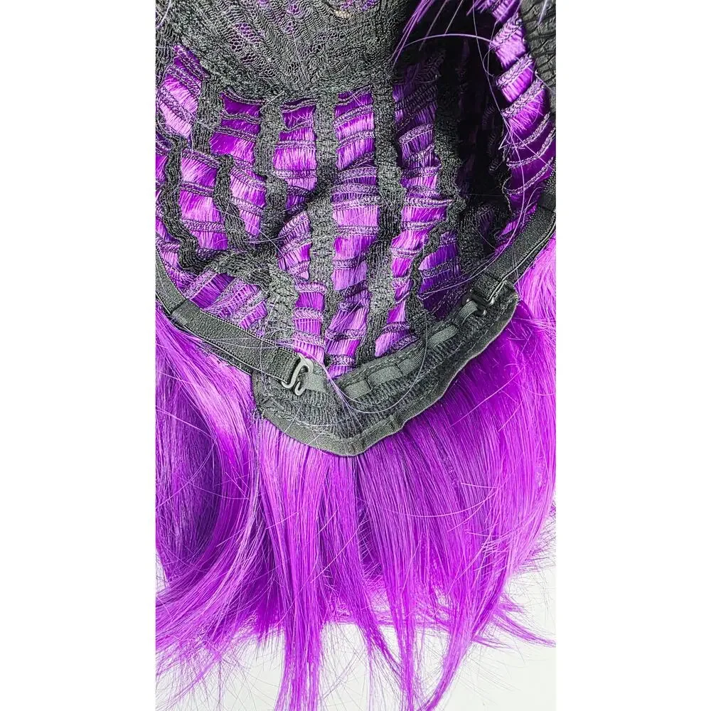Dark Purple Short Bob Wig With Bangs 12